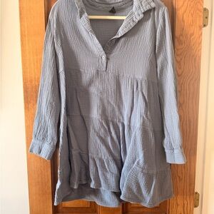 SHEIN Slate Blue Crinkle Tunic